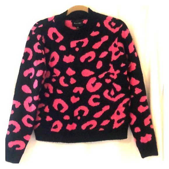 Hot Pink And Black Leopard Sweater 